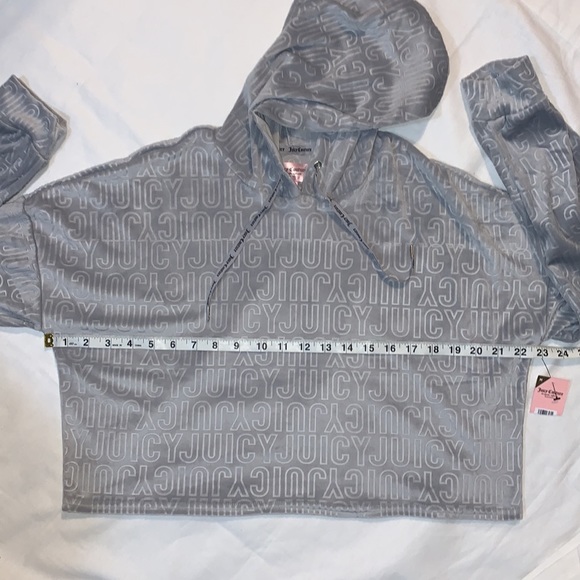 NEW!Juicy Couture Womens Velour Long Sleeve Cropped Lightweight Hoodie Pull over - Picture 5 of 8